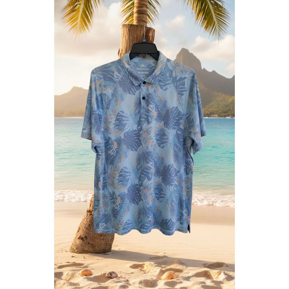 Tommy Bahama Men's Floral Island Zone Polo Shirt Size XL SPF 30